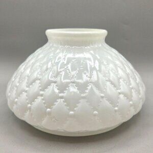 Vintage Diamond Quilted Lamp Shade Globe White Glass Table Lamp 6.75" Fitter